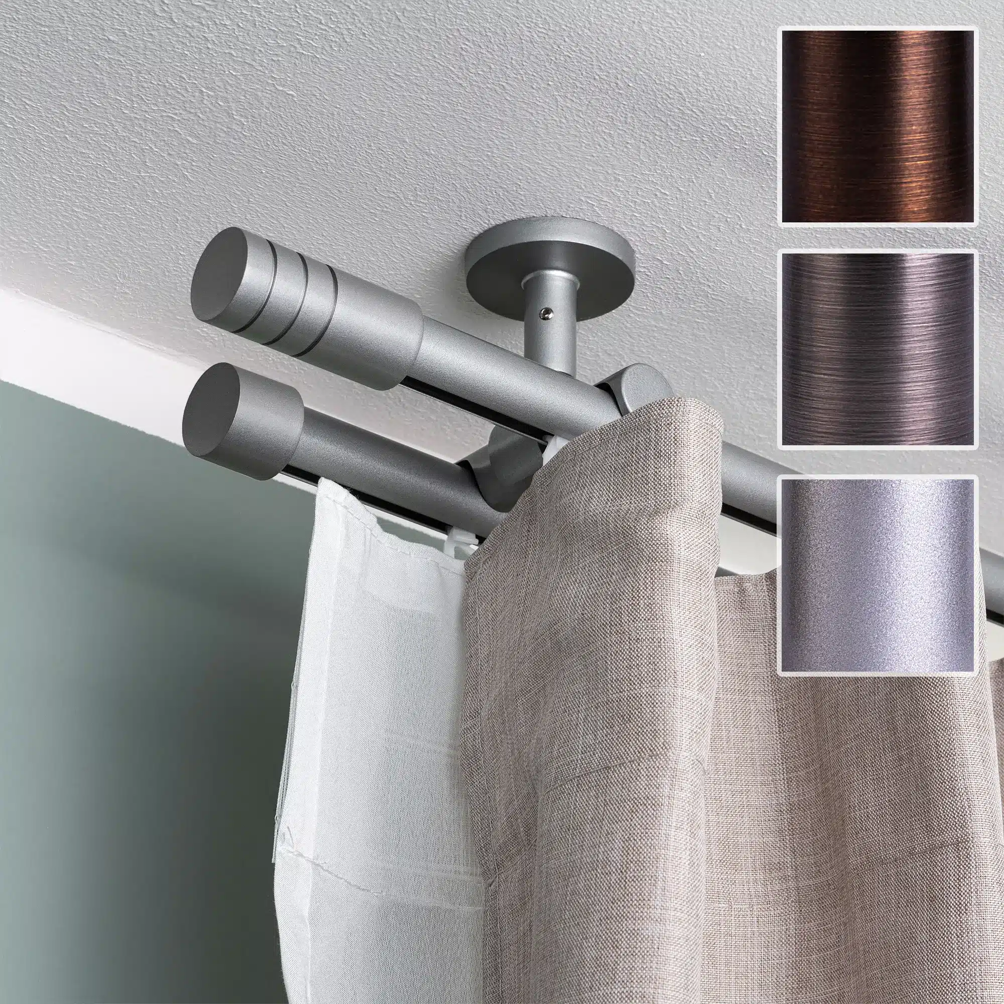 Gardinenstange Set Innenlauf | 2-läufig