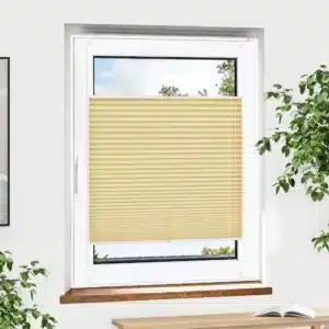 Jalousiescout Pure Plissee Premium in der Farbe Beige und der Größe 95 x 180 cm: Das leicht lichtdurchlässige