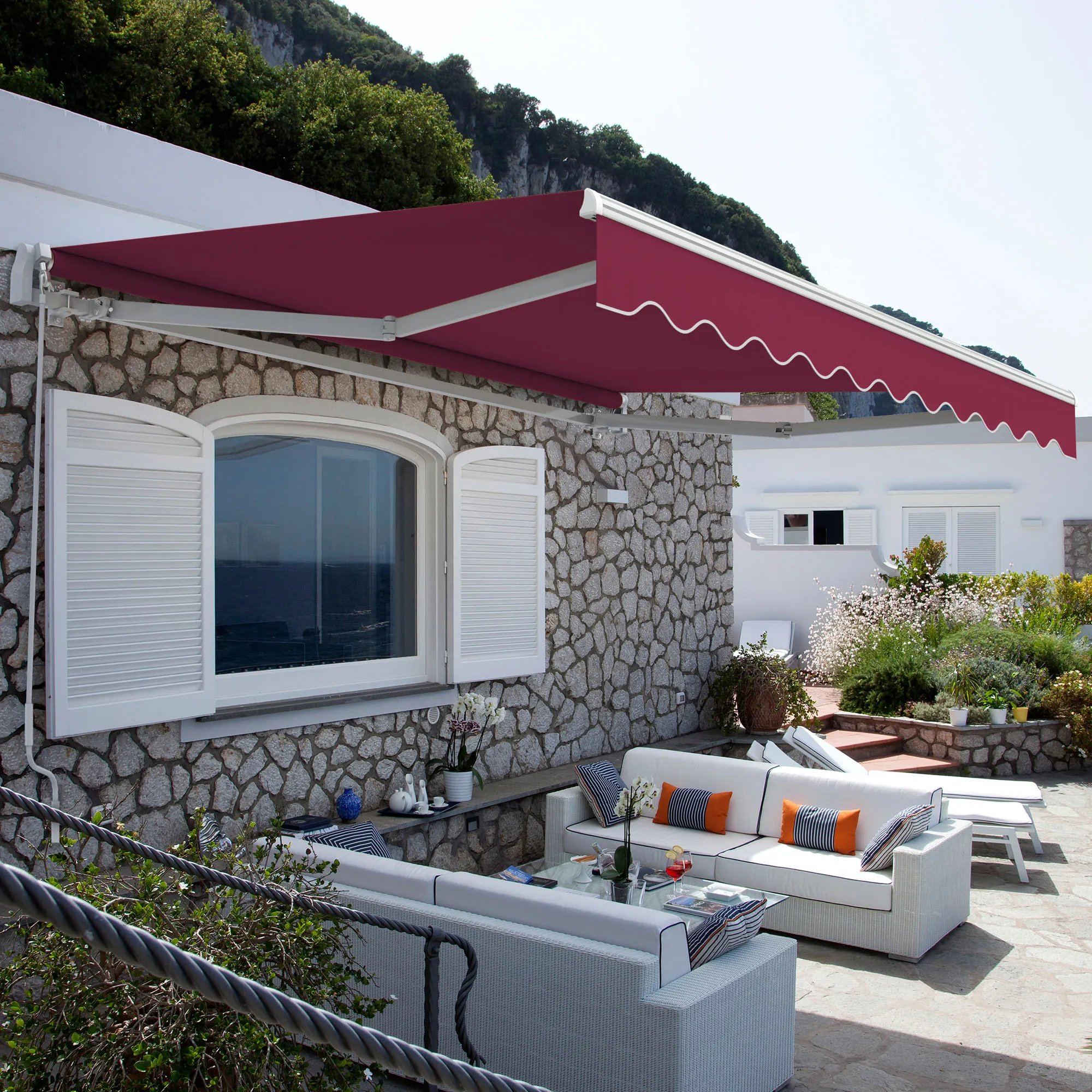 Gelenkarmmarkise Basic 2000 | 4x3 m | Gestell: weiß | Stoff: Uni