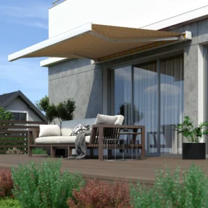 Kassettenmarkise Line | 4x3 m | Gestell: weiß | Stoff: Multi