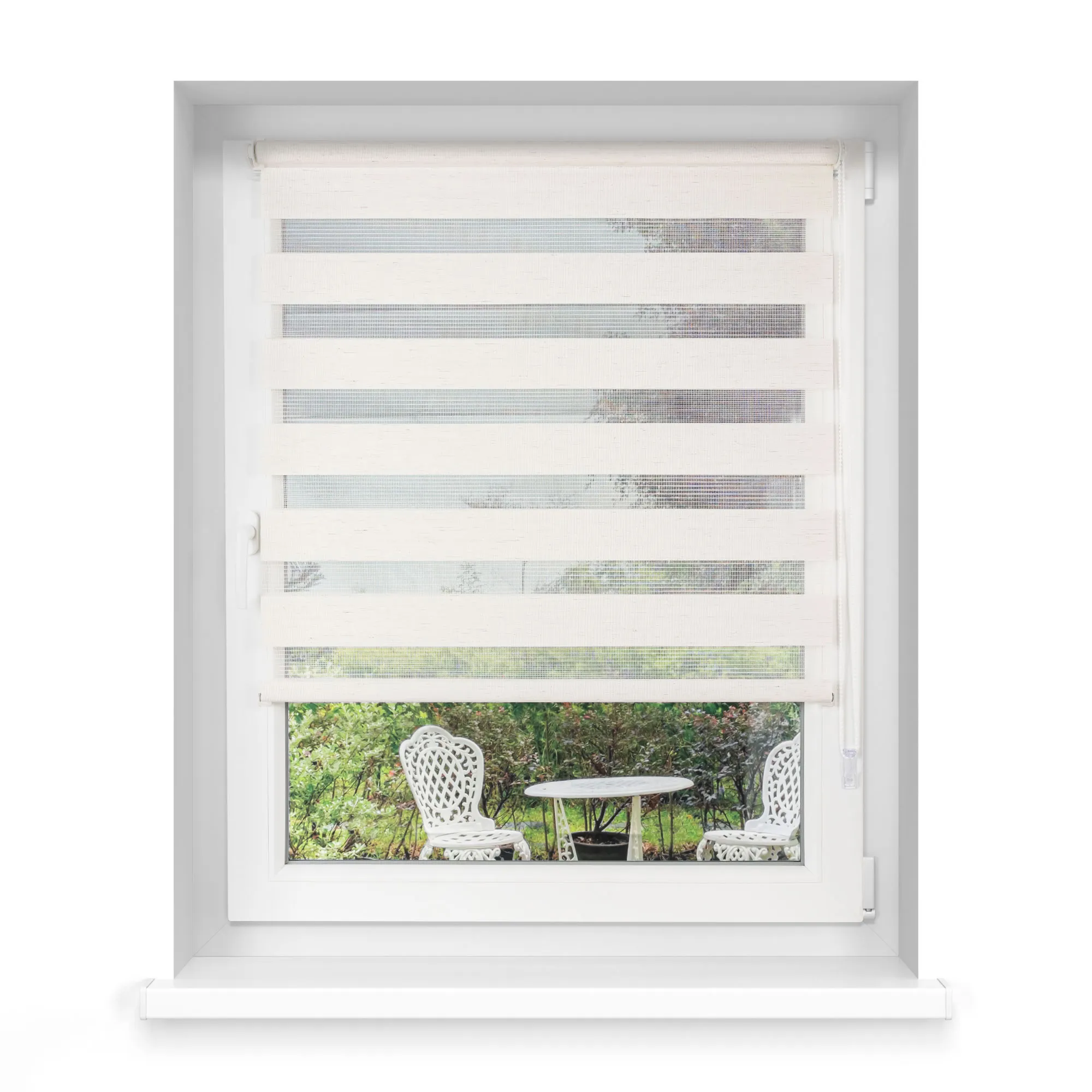 Klemmfix Doppelrollo für Fenster 100 x 230 cm in Leinen-Struktur aus dem Hause VICTORIA M. Doppelrollo mit Kettenzugbedienung fügen sich perfekt in Ihre Räumlichkeiten ein. Durch die durchdachte Befestigung