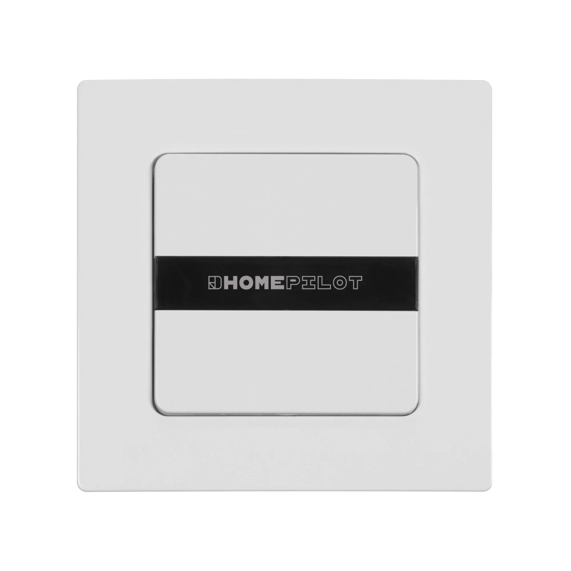 Wandtaster smart | 1 Gruppen. Batteriebetriebener Funkwandtaster inkl. Batterie. Gleichzeitige Steuerung von bis zu 16 HomePilot-Geräten. Rote und grüne Status LEDs zur Visualisierung der Befehle. Austauschbarer Mittelsteg (weiß oder schwarz) zum Designwechsel.
