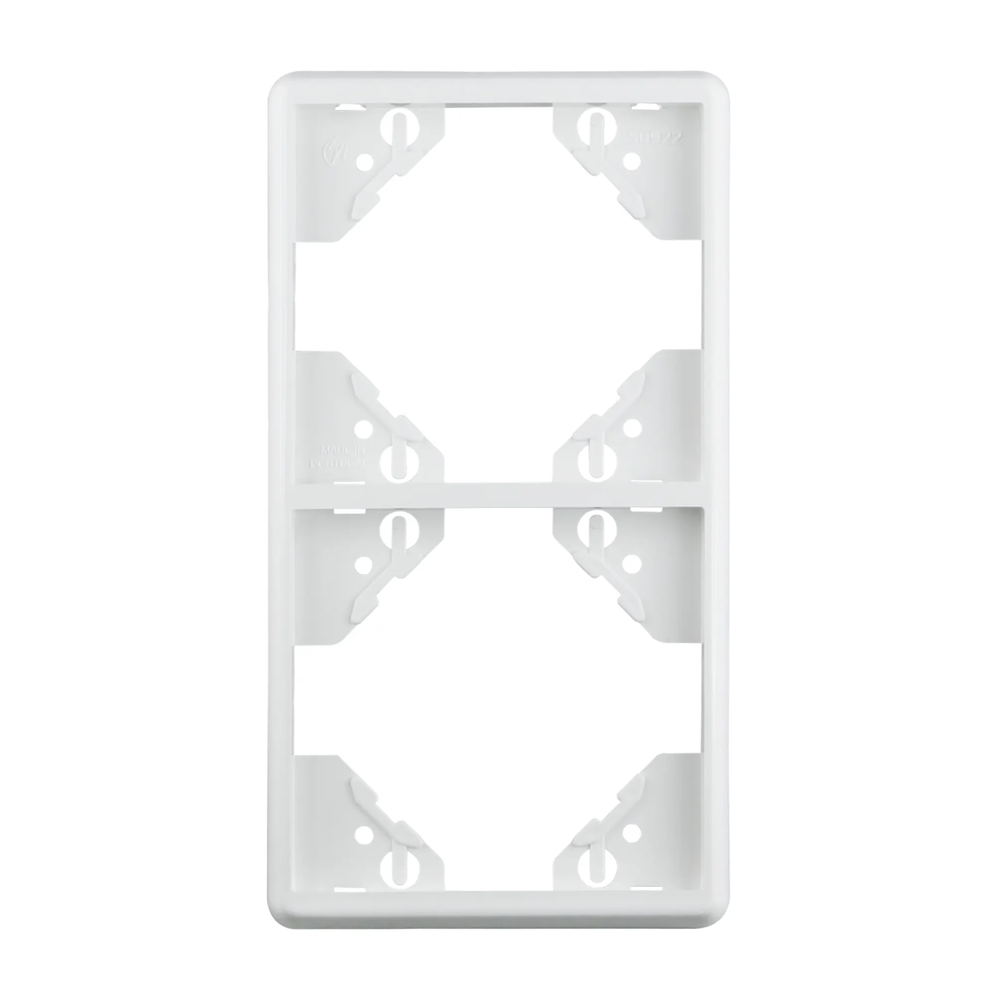 JAROLIFT System JS1 2-fach Rahmen in weiss (senkrecht). Der Dreifachrahmen in der Farbe 9016 weiss kann mit allen JAROLIFT Unterputz-Wippschaltern und Wipptastern verwendet werden. Dieser Rahmen eignet sich nur für die senkrechte Montage.