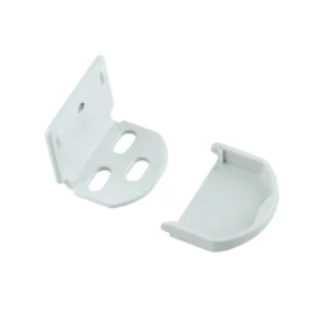 DELPHOS Montagewinkel inkl. Abdeckkappe und Schrauben in der Farbe Hellgrau. Zur Befestigung von DELPHOS Plissees auf dem Fenster oder an der Wand geeignet.