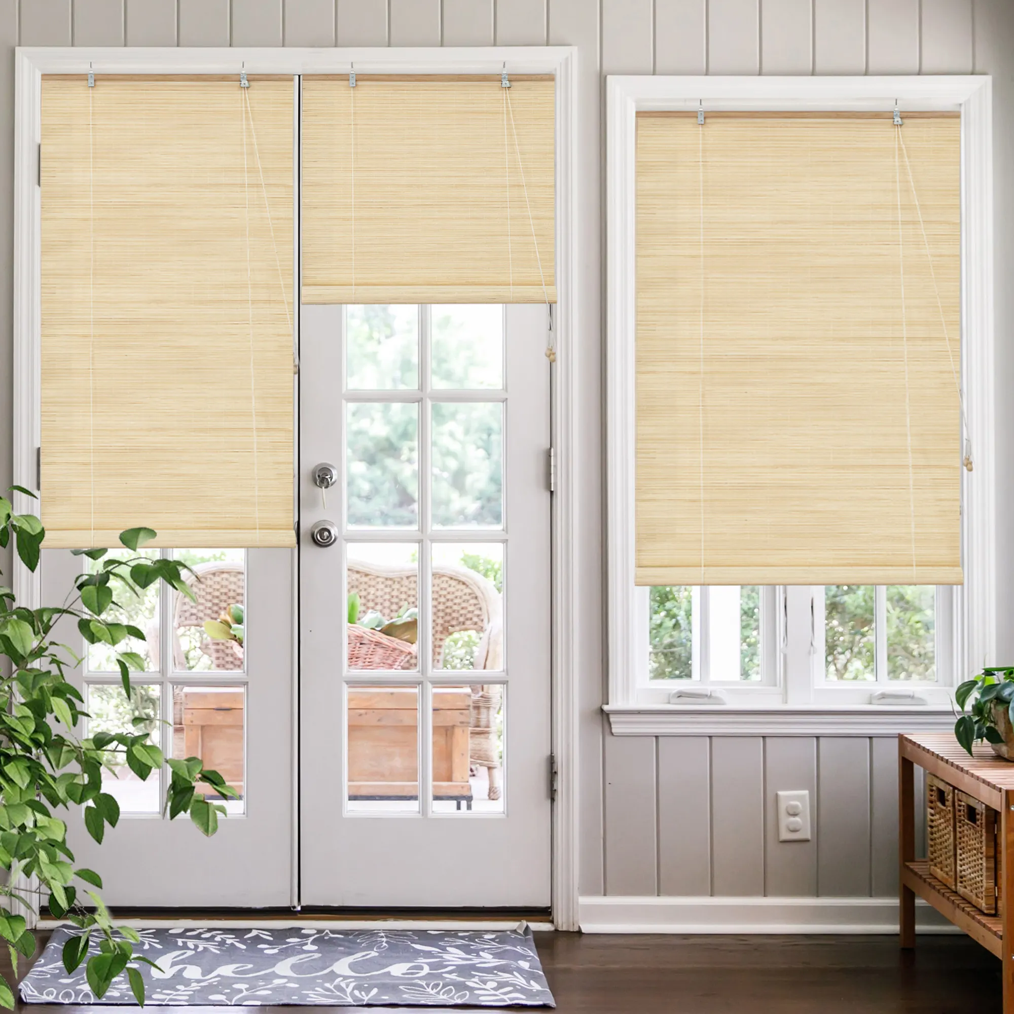 Bambusrollo in der Größe 150 x 160 cm in der Bambus-Farbe natur aus dem Hause VICTORIA M - Das perfekte Fenster-Sichtschutz-Rollo aus natürlichen Rohstoffen! VICTORIA M Bambus Rollos sind die natürliche Alternative im Bereich des innenliegenden Sonnenschutzes. Es ist ein