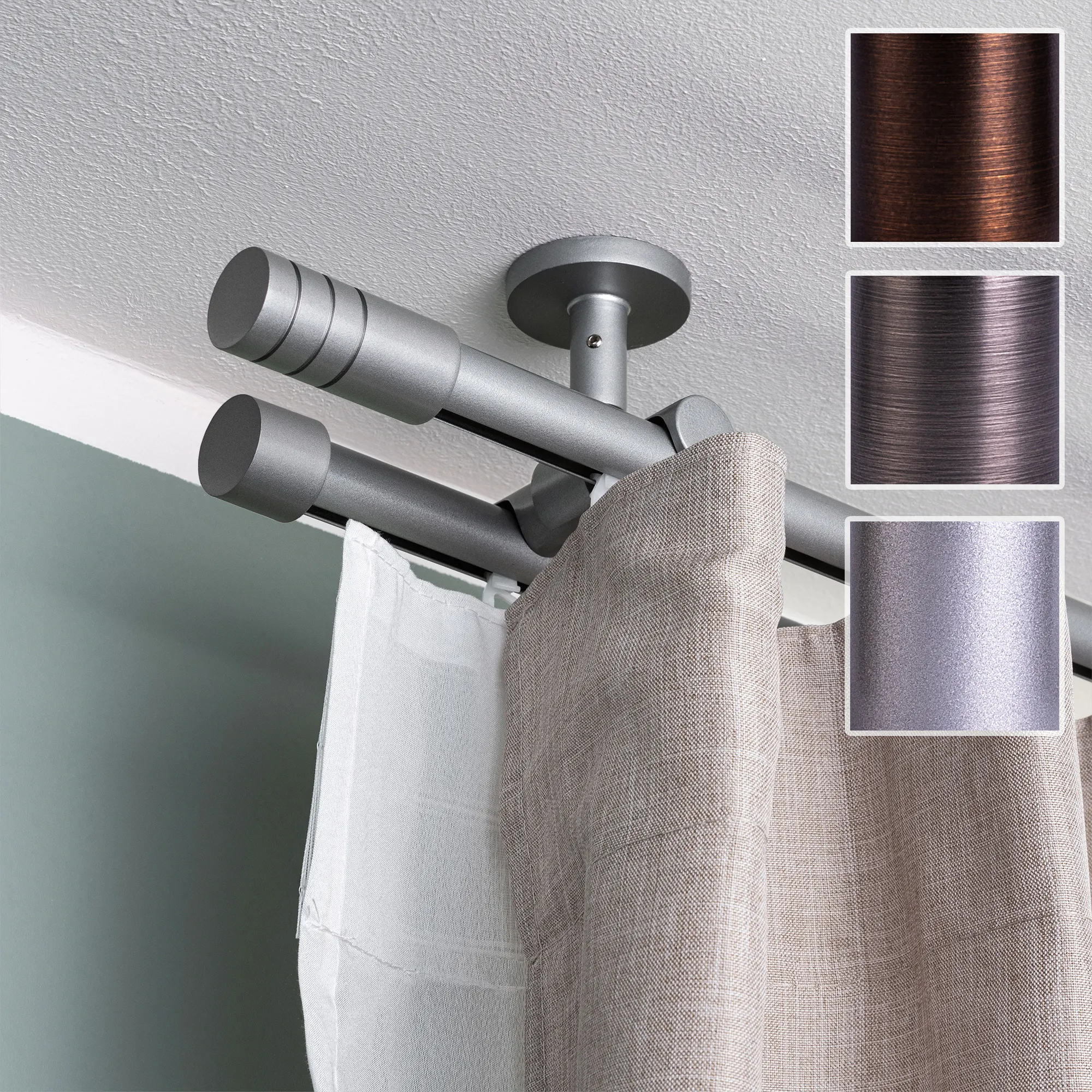 Gardinenstange Set Innenlauf | 2-läufig