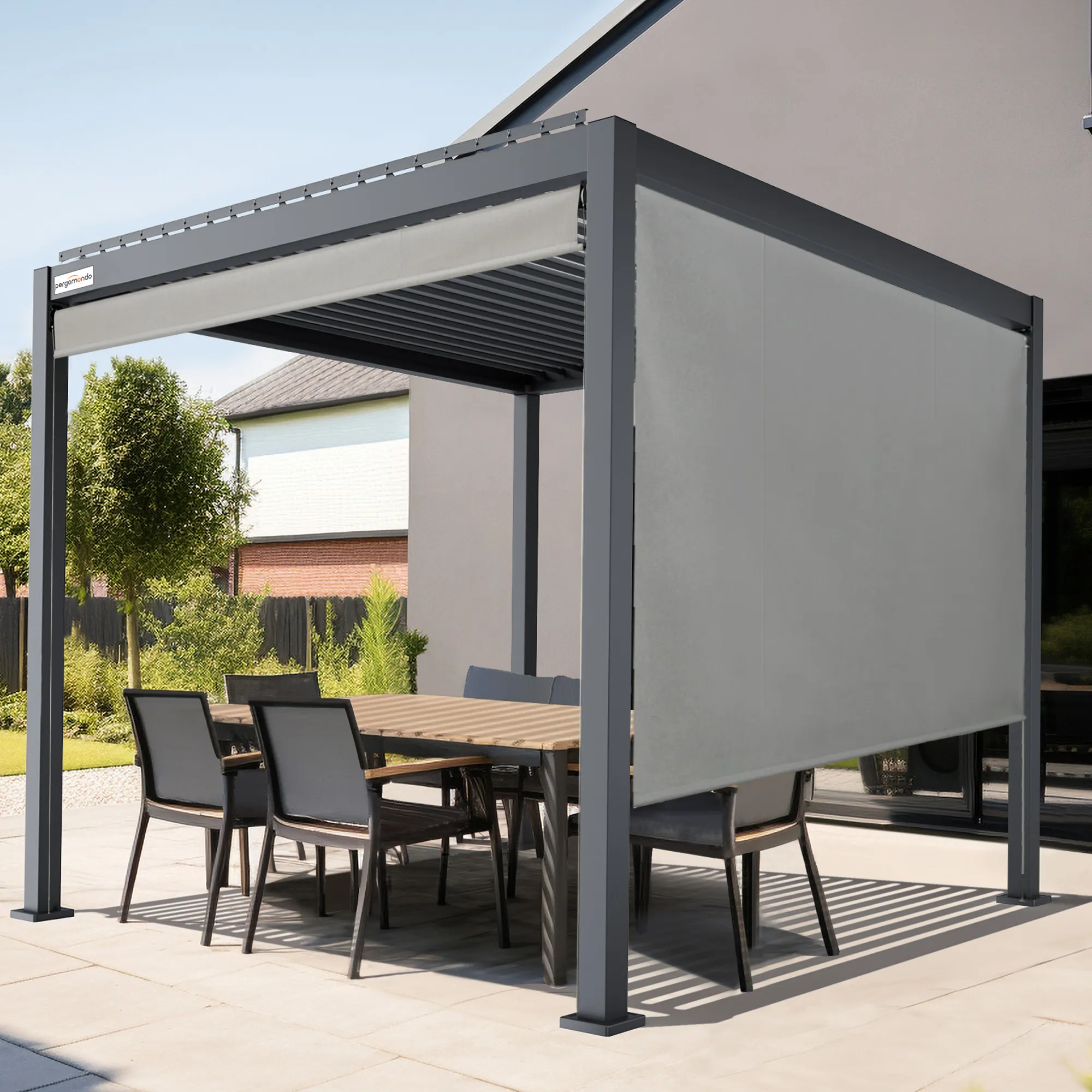 Außenrollo für Pergola mit Lamellendach | 3 m