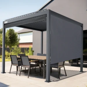 Außenrollo für Pergola mit Lamellendach | 3 m