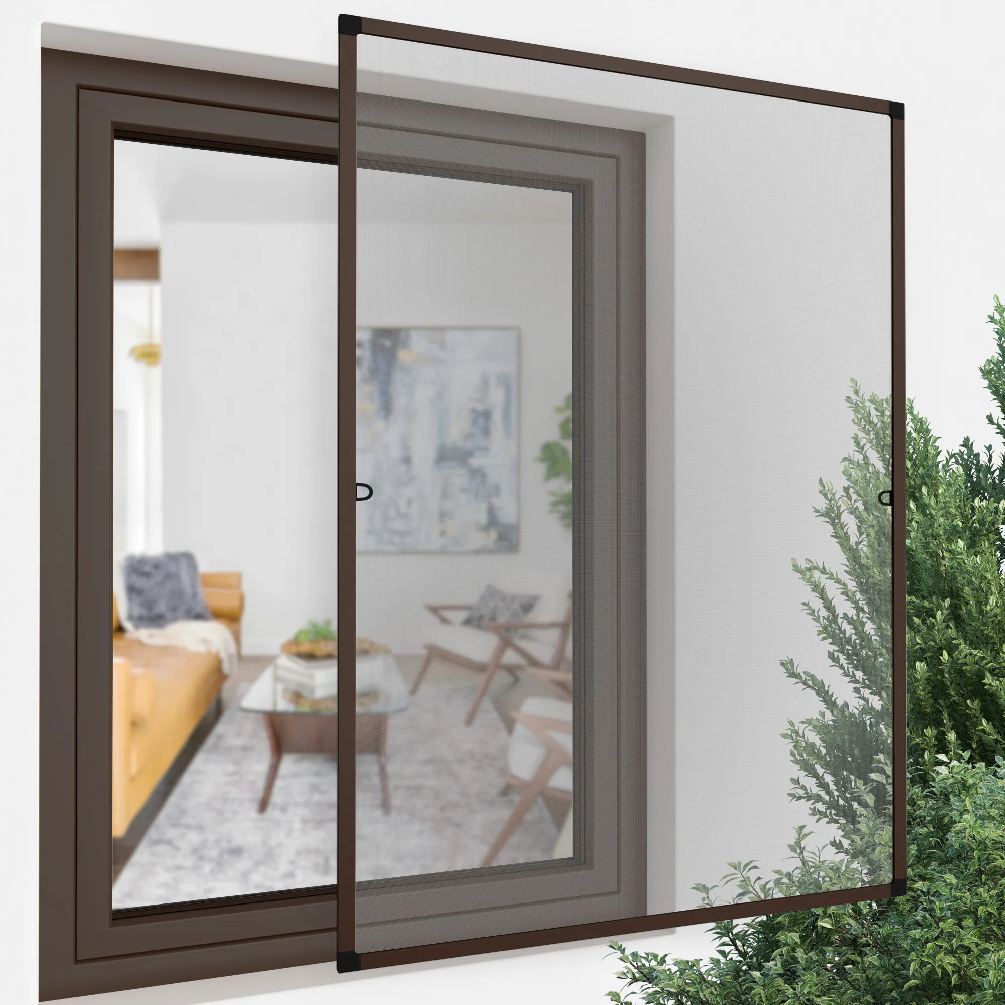 Insektenschutz Spannrahmen-Fliegengitter Profi Line 120 x 150cm in braun (RAL 8014) für Fenster aus dem Hause JAROLIFT. Der Spannrahmen ist für Fenster mit einer Größe von max. 120 x 150 cm geeignet und kann selbst einfach auf die benötigte Fenstergröße gekürzt werden. Das Fenster Insektenschutz-Fliegengitter schützt vor Mücken