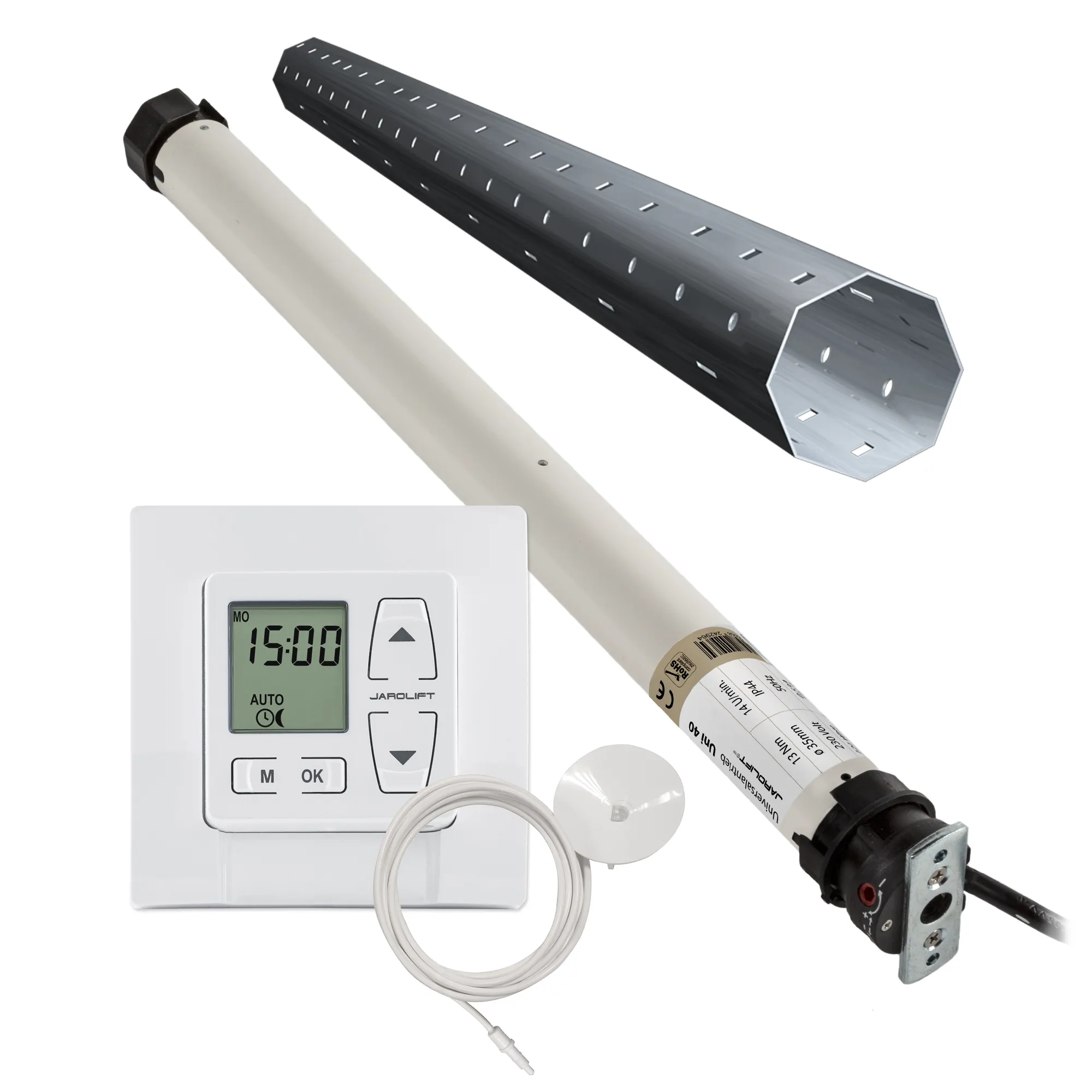 JAROLIFT UNIVERSAL Rollladenmotor Uni 40 im Motor-Komplettset! Set inkl. Rollladen-Zeitschaltuhr Thor mit 0