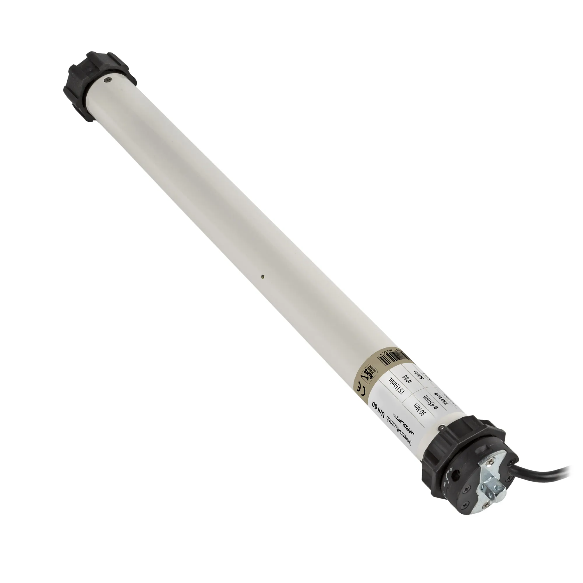 JAROLIFT UNIVERSAL Rollladenmotor Uni 60 im Motor-Komplettset! Passend für die gängigsten Rollladen und Vorbaurollladen mit bis zu 60 kg Behanggewicht und 45 mm Rohrdurchmesser. Der Universalmotor erfüllt höchste Qualitäts- und Leistungsansprüche zu einem unschlagbar günstigen Preis. Vergessen Sie die komplizierte Ermittlung des passenden Rollladenmotors! Der neue Universalmotor Uni 60 - ein Motor für alles!