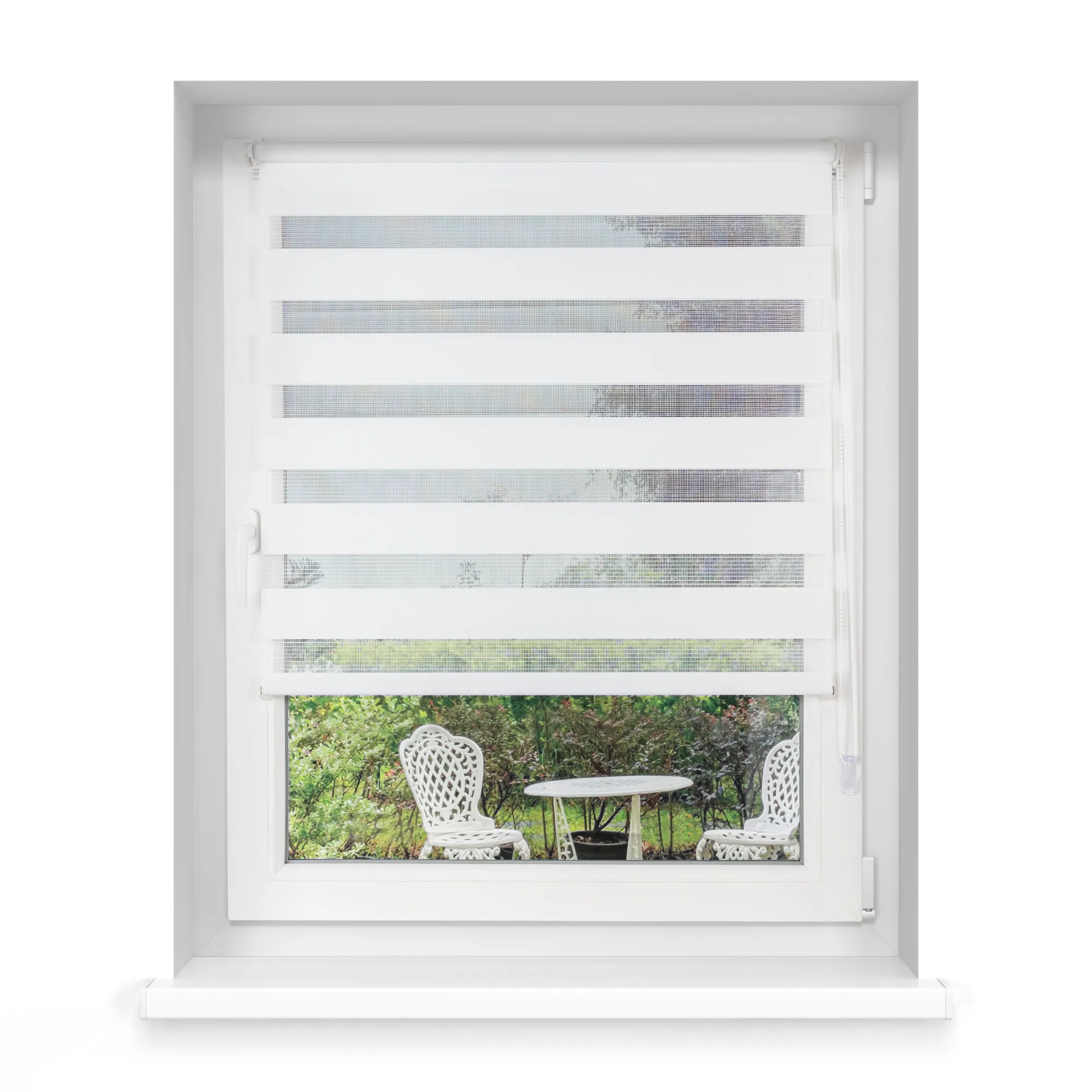 Klemmfix Doppelrollo für Fenster 100 x 230 cm in weiss aus dem Hause VICTORIA M. Doppelrollo mit Kettenzugbedienung fügen sich perfekt in Ihre Räumlichkeiten ein. Durch die durchdachte Befestigung
