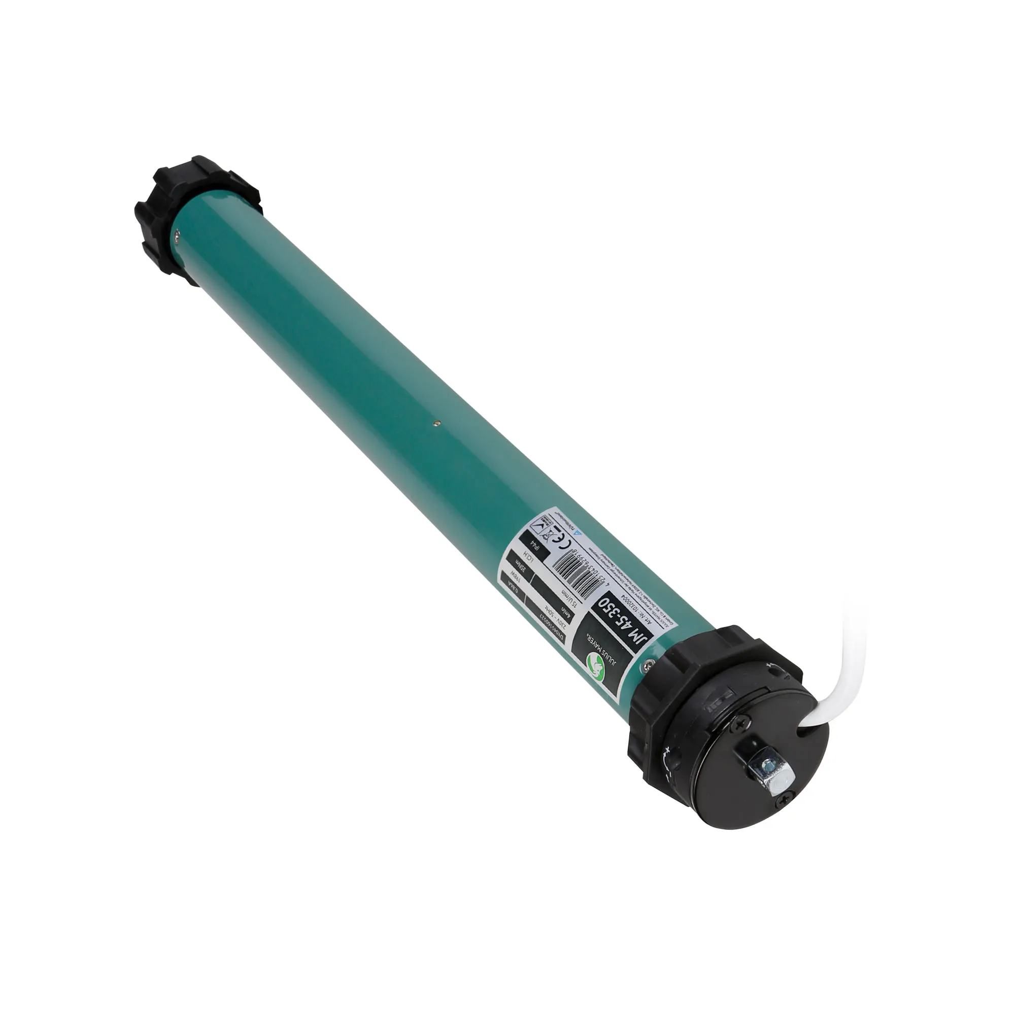 JULIUS MAYER Rollladenmotor JM45-350 mit Zugkraft 35 Nm / 65 kg für Achtkantwelle SW60! Der technisch ausgereifte elektrische Rollladenantrieb von JULIUS MAYER verfügt über ein fast geräuschloses Planetengetriebe und einen sehr niedrigen Energie- und Stromverbrauch. Der Motor zeichnet sich durch punktgenaue Endabschaltung ohne Nachlauf und integrierten Überhitzungsschutz aus. Der Motor bremst auch bei Stromausfall zuverlässig. Die Montage gelingt ohne Aufwand