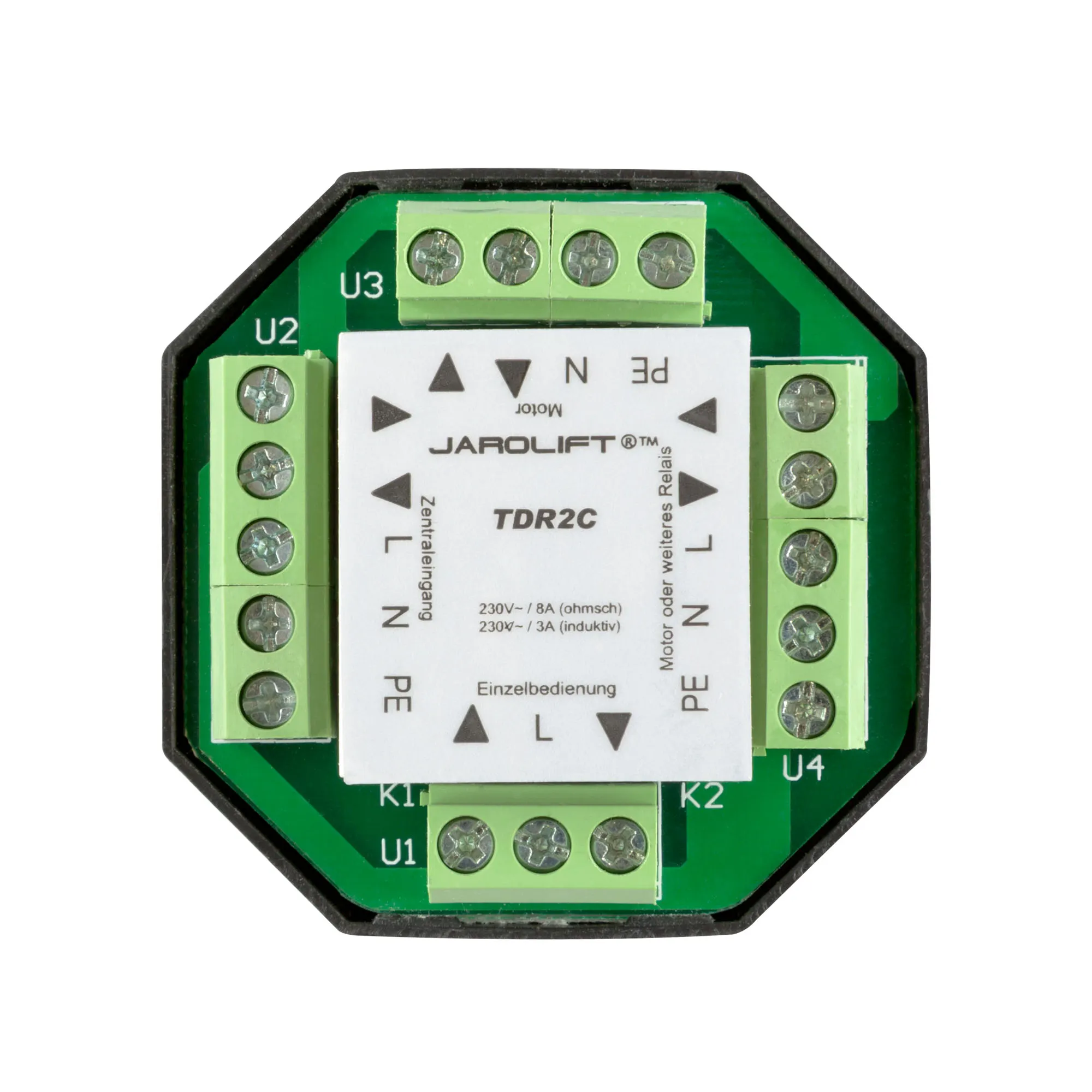 Das Jarolift Trennrelais TDR2C ist ein Steuerrelais zur Ansteuerung von Jalousie- und Rolladenmotoren mit mechanischen oder elektronischen Endschaltern. Das Trennrelais wird dazu verwendet