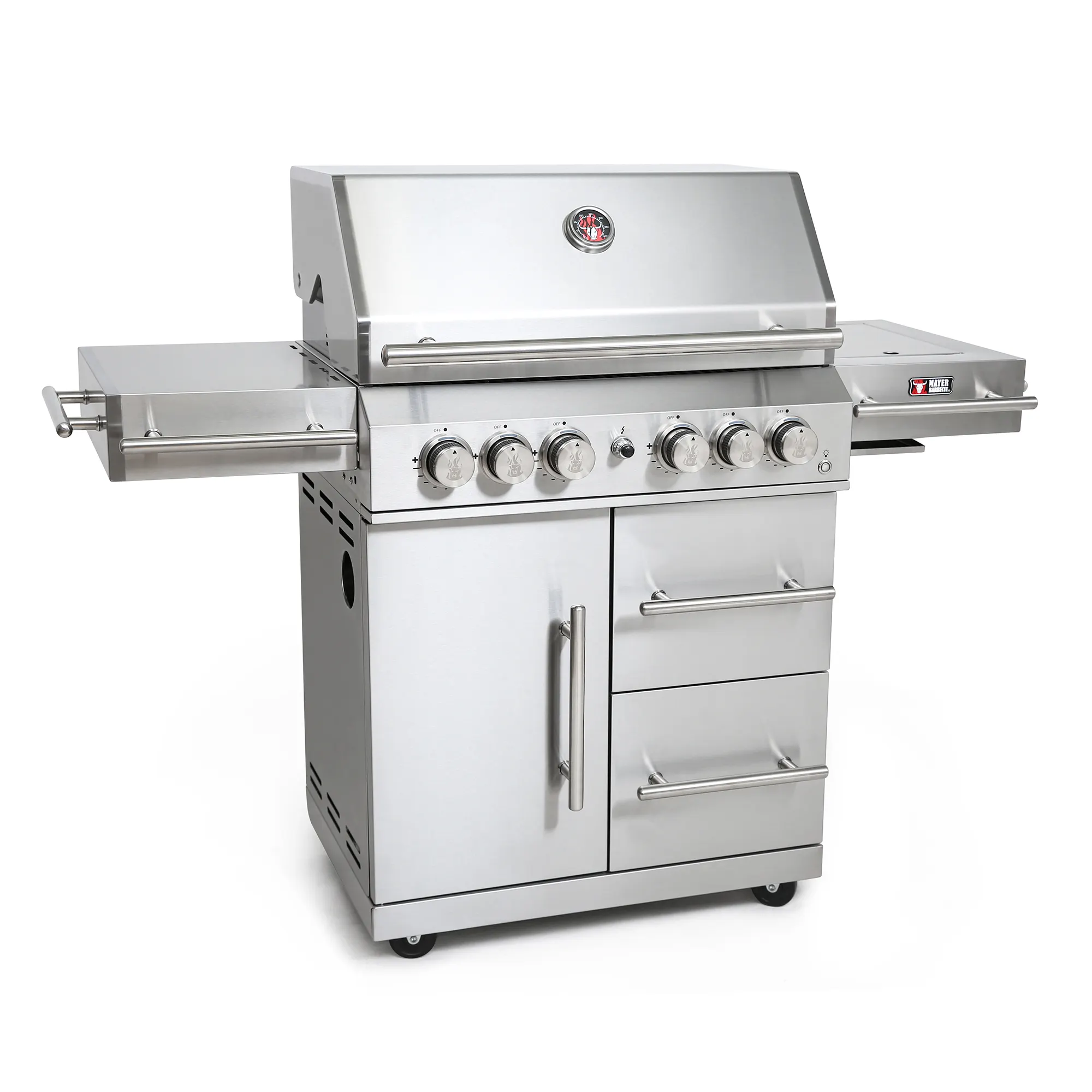 Gasgrill MBG-400S | mit Back- & Sideburner. Komplett aus Edelstahl. Mit 4 Hauptbrennern & Keramik-Seitenbrenner (800°C). Mit Infrarot-Backburner